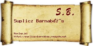 Suplicz Barnabás névjegykártya